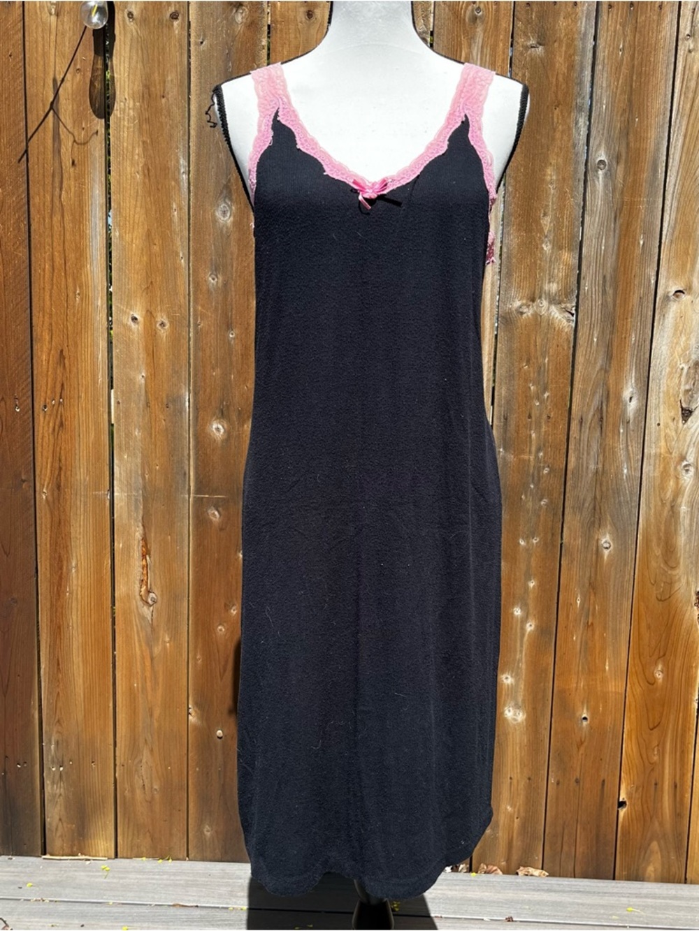 Gilligan & O'Malley Black Slip with Pink Lace Trim